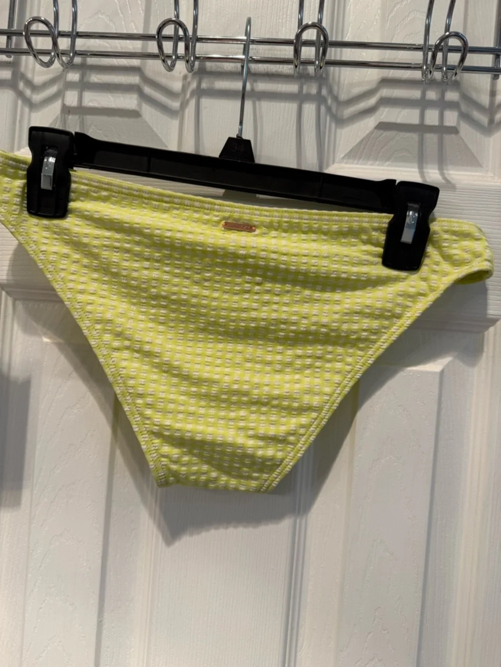 NWT Roxy Yellow Gingham Bikini Bottoms 💛 White Check Swim Size M $50 Retail